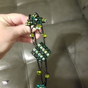 Green rhinestone headband new
